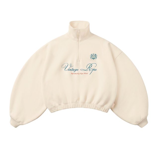 CREAM BEIGE HALF-ZIP