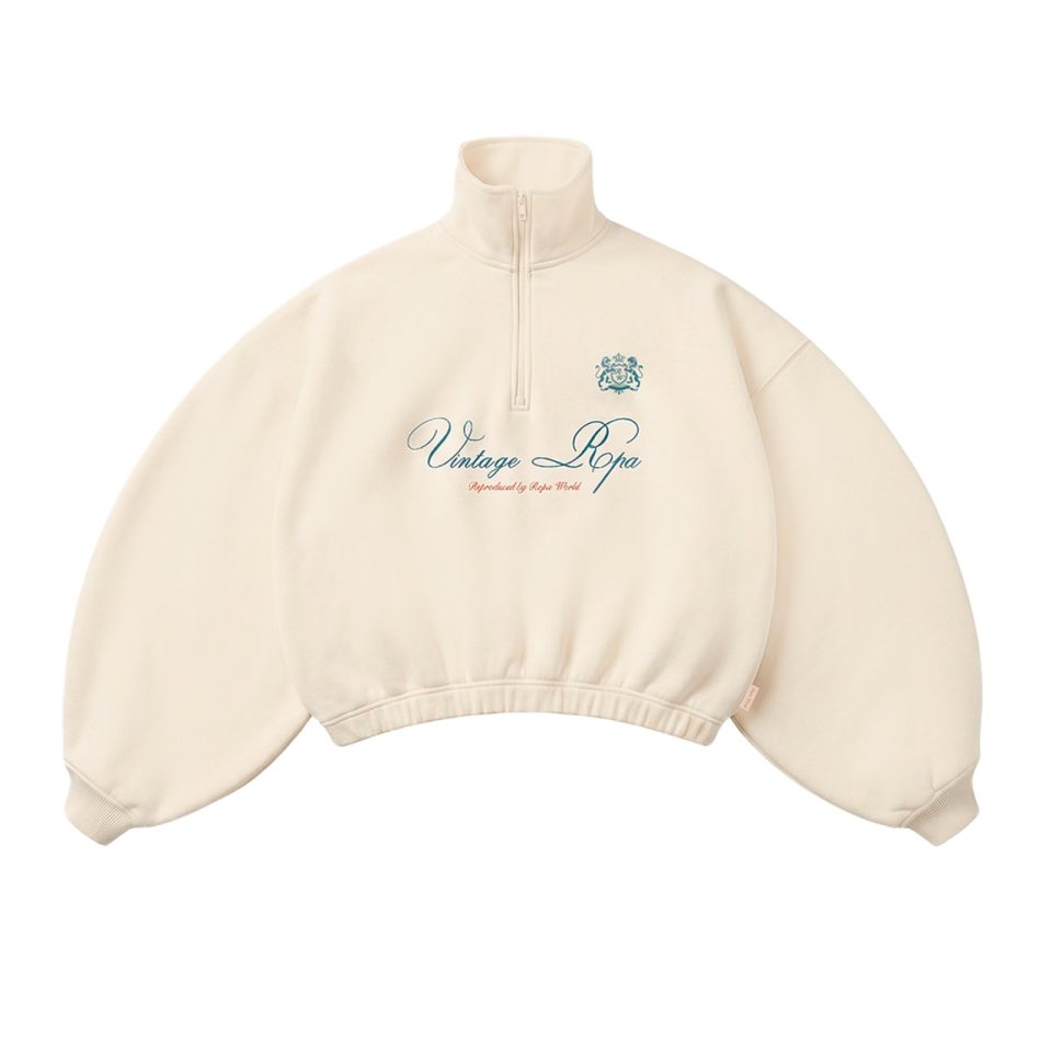 CREAM BEIGE HALF-ZIP