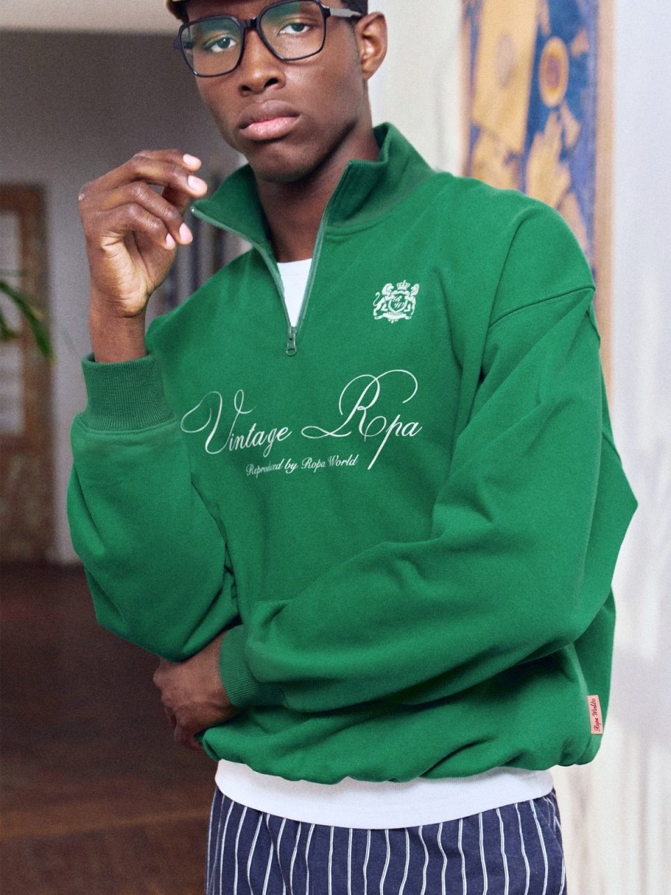 GRASS GREEN HALF-ZIP