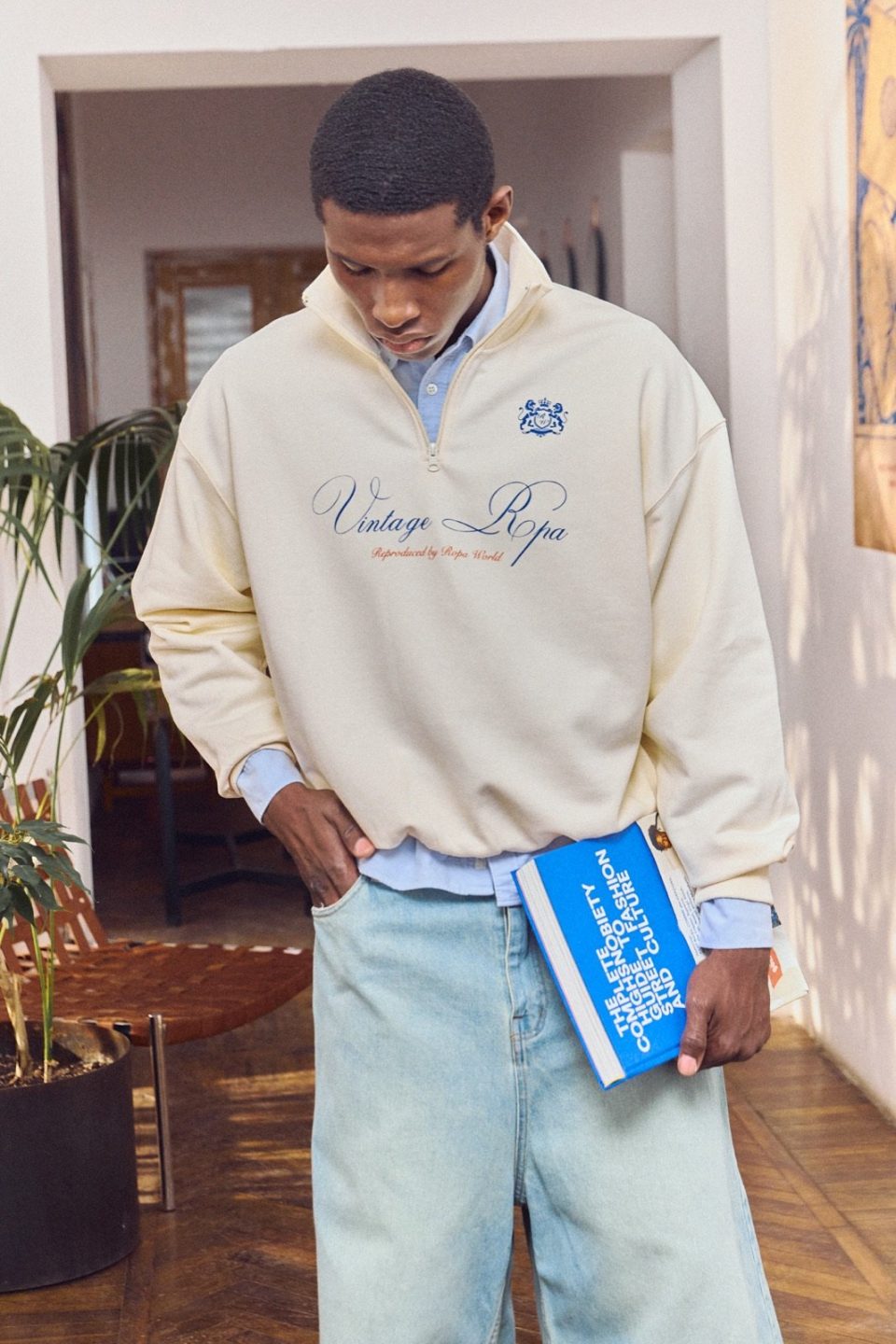 CREAM BEIGE HALF-ZIP