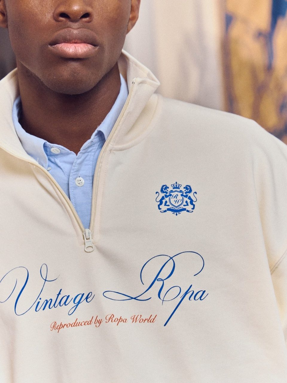 CREAM BEIGE HALF-ZIP