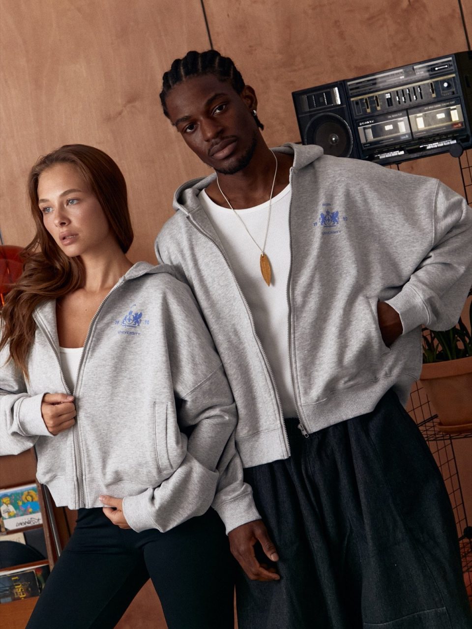 MELANGE UNIVERSITY ZIP-HOODIE