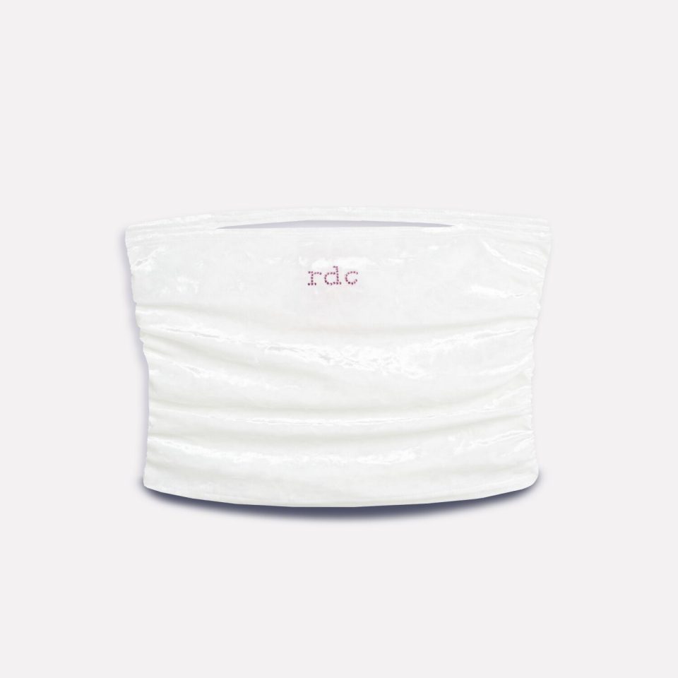 COUTURE VELOUR TOP-BANDEAU WHITE