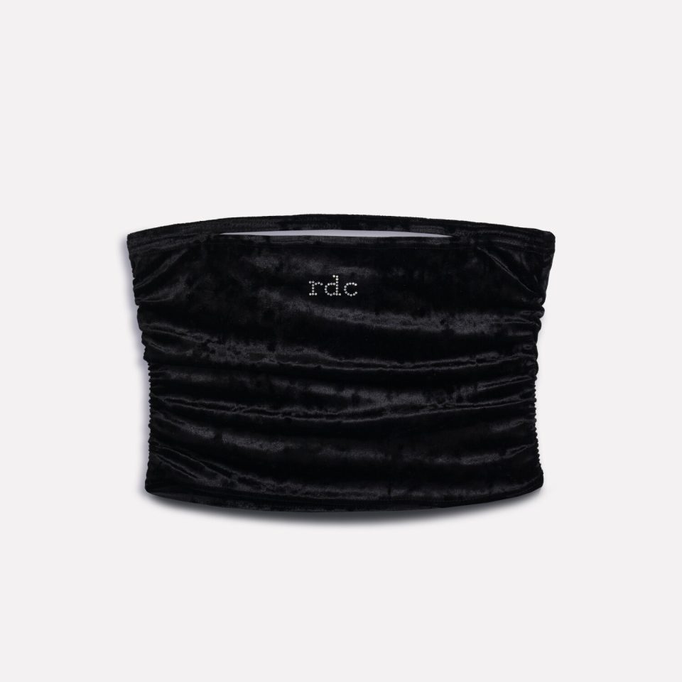 COUTURE VELOUR TOP-BANDEAU BLACK