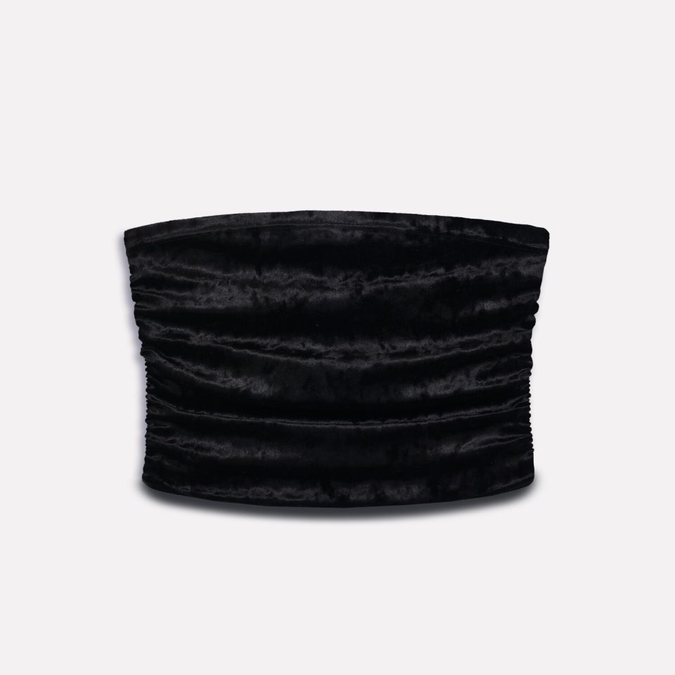 COUTURE VELOUR TOP-BANDEAU BLACK