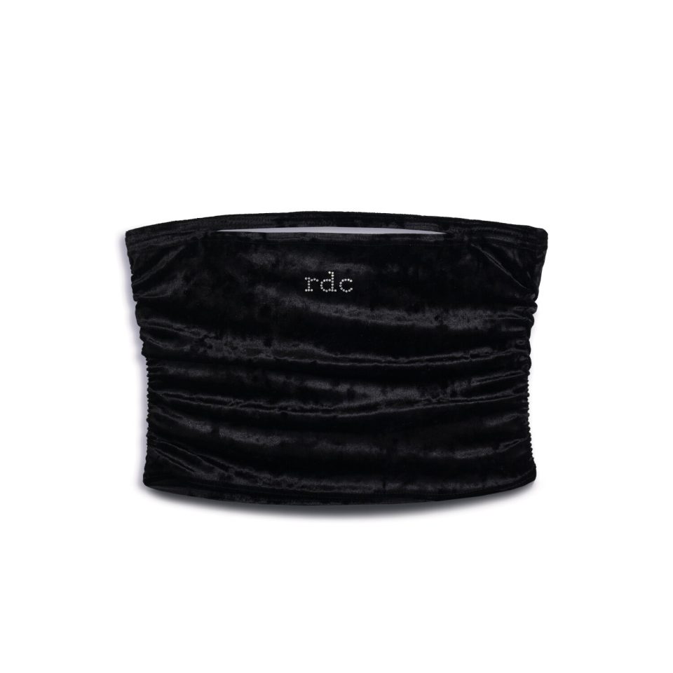 COUTURE VELOUR TOP-BANDEAU BLACK